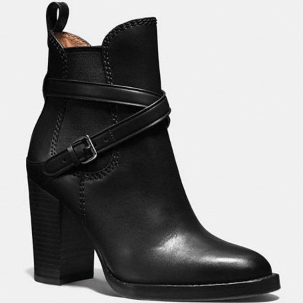 NWT ~ COACH ~ JACKSON - BLACK - CHUNKY BLOCK HEEL - ANKLE - BOOTS - BOOTS - 8.5